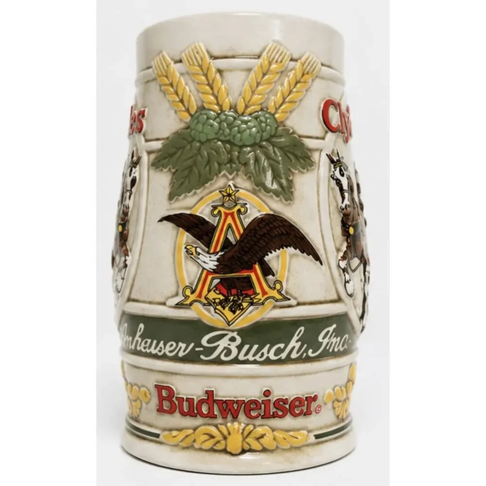 Budweiser Clydesdales Ceramarte Brazil Ceramic Beer Stein Mug Anheuser Busch